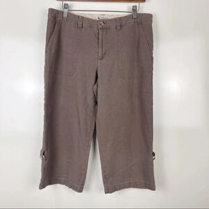 Columbia Brown Straight Leg Convertible Capri Cropped Denim Pants Size 10